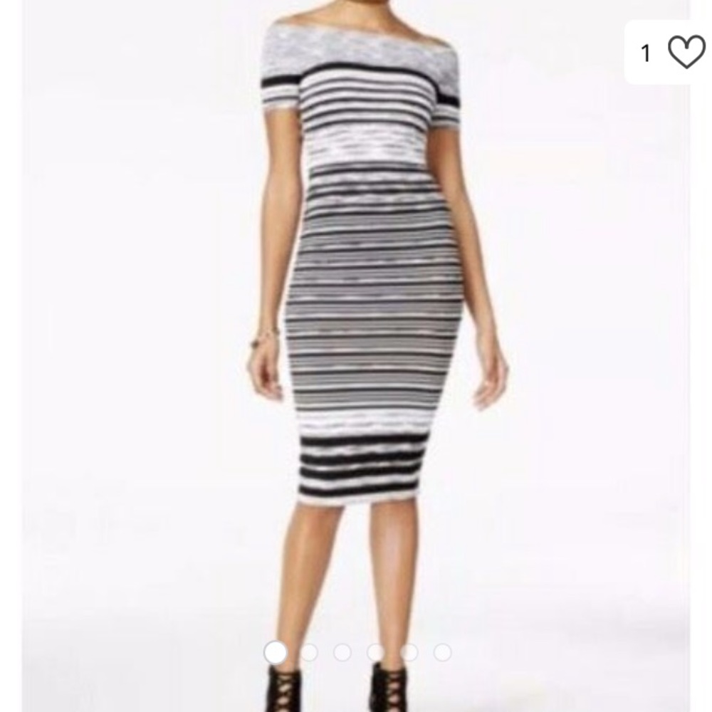 XOXO | Black & White Striped Bodycon Midi Dress